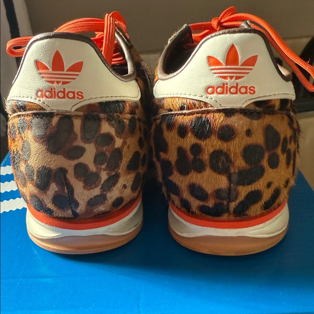adidas Leopard Sneakers with Bright Orange Laces - Picture 5 of 7